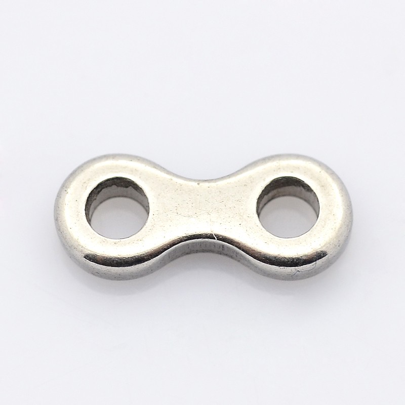 PandaHall 304 Stainless Steel Infinity Slice Links, Stainless Steel Color, 5x12.5x2mm, Hole: 2.5mm Stainless Steel