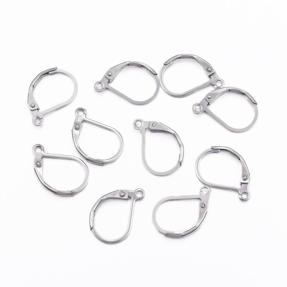 PandaHall 304 Stainless Steel Leverback Earring Findings, Stainless Steel Color, 16x12x0.8mm; Pin: 0.7x0.6mm, Hole: 1mm Stainless Steel