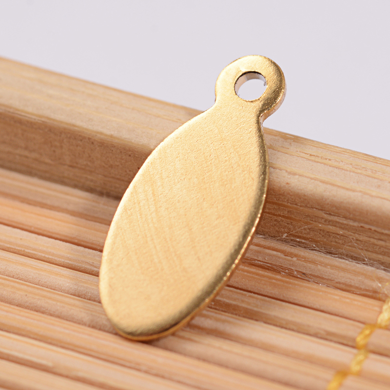 PandaHall Oval 304 Stainless Steel Blank Stamping Tag Charms, Golden, 16x7x1mm, Hole: 1.5mm Stainless Steel Oval