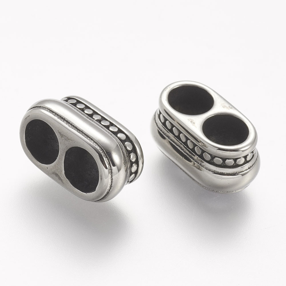 PandaHall 304 Stainless Steel Multi-strand Links, For Leather Cord Bracelets Making, Antique Silver, 7x15x8.5mm, Hole: 5mm Stainless Steel...