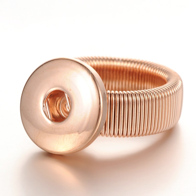 PandaHall Adjustable Brass Finger Ring Components Snap Fastener Settings, Rose Gold, 18mm, Snap: 19mm, Half Hole: 6x4mm, fit Snap Buttons in...