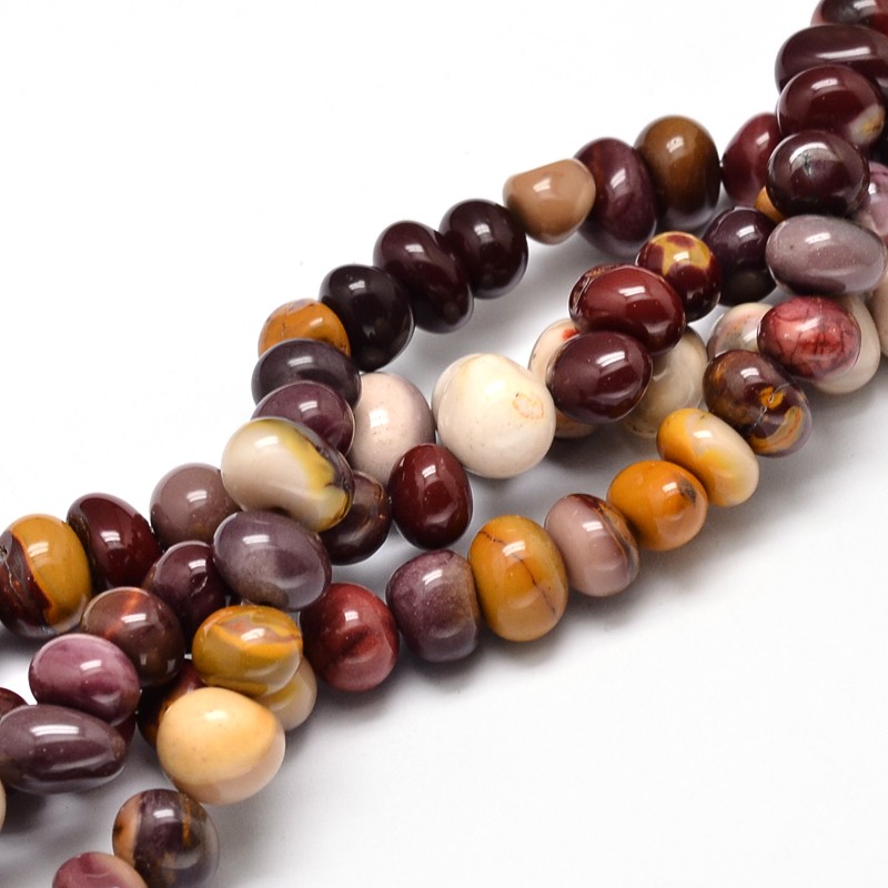 PandaHall Natural Mookaite Gemstone Nuggets Bead Strands, 6~10x9~12x8~10mm, Hole: 1mm; about 15.3"~15.7" Mookaite Nuggets