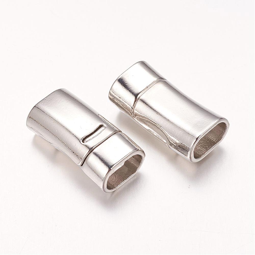 PandaHall Alloy Magnetic Clasps, Rectangle, Platinum, 26x13x9mm, Hole: 10x7mm Alloy Rectangle
