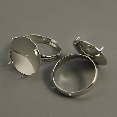 PandaHall Brass Pad Ring Bases, Adjustable, Lead Free, Cadmium Free and Nickel Free, Platinum Color, Plated, with clasp, Size: about 19mm in...