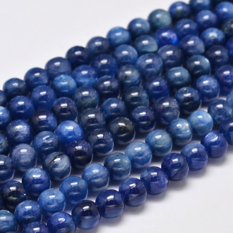 PandaHall Grade A Natural Kyanite Quartz Bead Strands, Round, about 7mm, Hole: 1mm; about 53pcs/strand, 15.5" Kyanite Round