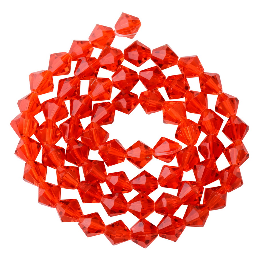 PandaHall Faceted Imitation Austrian Crystal Bead Strands, Grade AAA, Diamond, Dyed, OrangeRed, 6x6mm, Hole: 1mm; about 68pcs/strand, 15.7"...