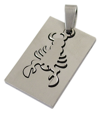 PandaHall Birthday Gift Zodiac Jewelry 201 Stainless Steel Carved Scorpion Pendants, Rectangle, about 35mm long, 18mm wide, 1.5mm thick...