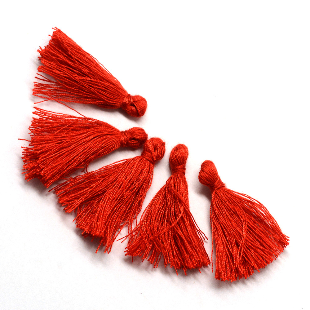 PandaHall Cotton Tassel Decorations, Pendant Decorations, Crimson, 30mm Cotton Pink