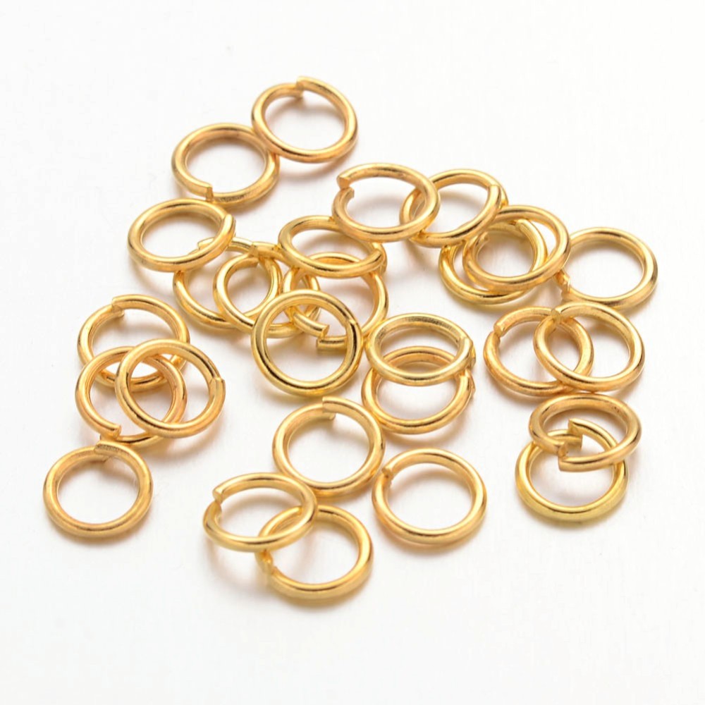 PandaHall Iron Jump Rings, Close but Unsoldered, Golden Color,  about 230pcs/10g, 0.7mm thick, 5mm in diameter; about 3.6mm inner diameter...
