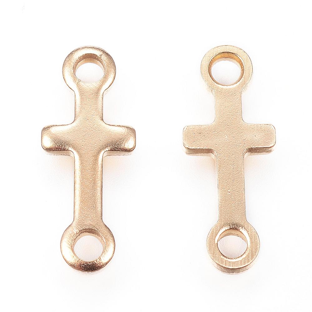 PandaHall 304 Stainless Steel Links, Cross, Golden, 18x7x1.5mm, Hole: 2mm Stainless Steel Cross