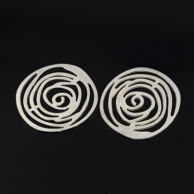 PandaHall Tibetan Style Pendants, Lead Free, Nickel Free and Cadmium Free, Flower, Silver Color, about 40mm long, 38mm wide, 2mm thick Alloy...