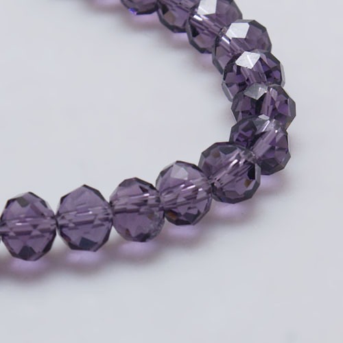 PandaHall Transparent Glass Bead Strands, Faceted, Rondelle, Indigo, 6x4mm, Hole: 1mm; about 101pcs/strand, 18.5" Glass Rondelle Purple