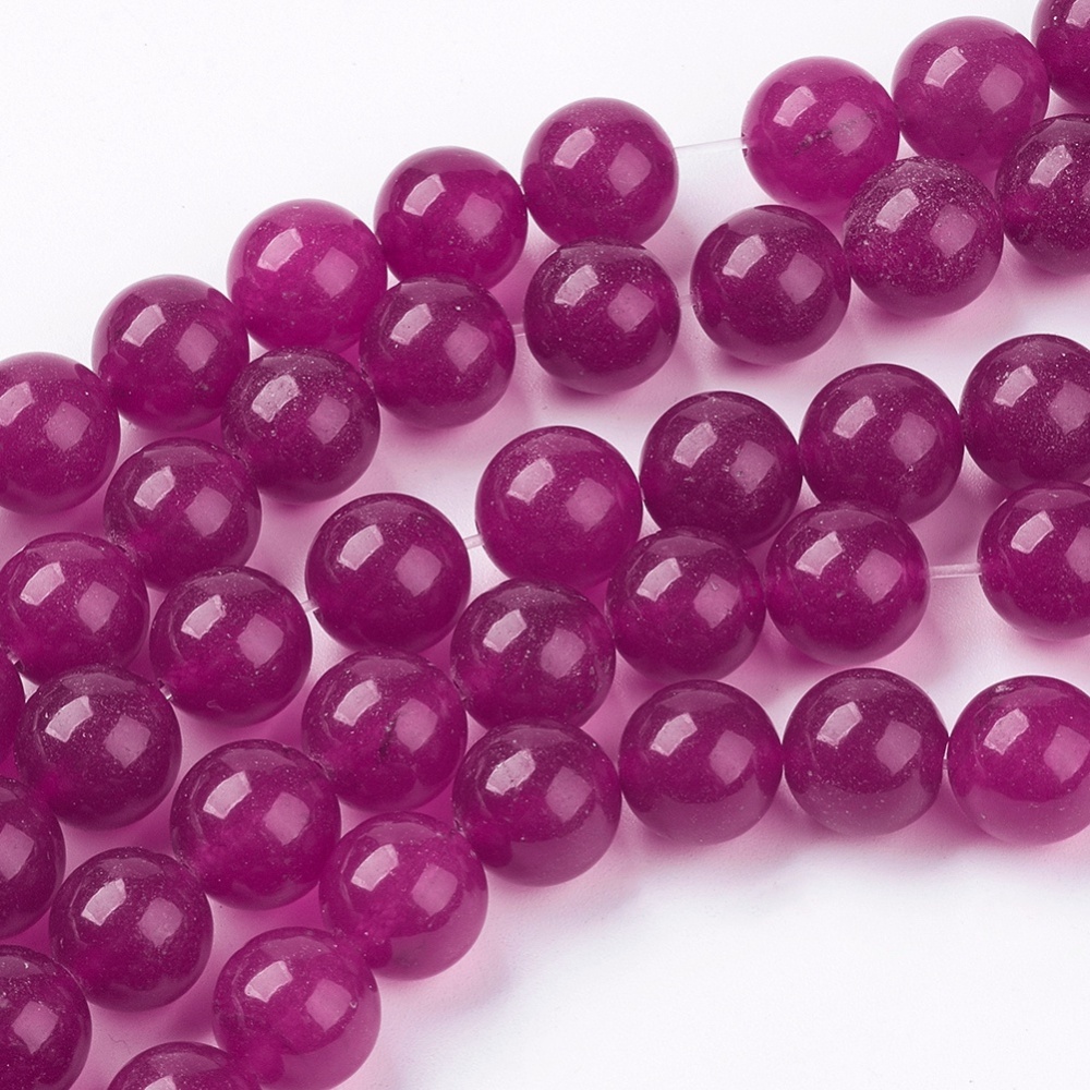 PandaHall Natural Jade Bead Strands, Dyed, Round, Camellia, 10mm, Hole: 1mm; about 38pcs/strand, 14.9" Other Jade Round Pink