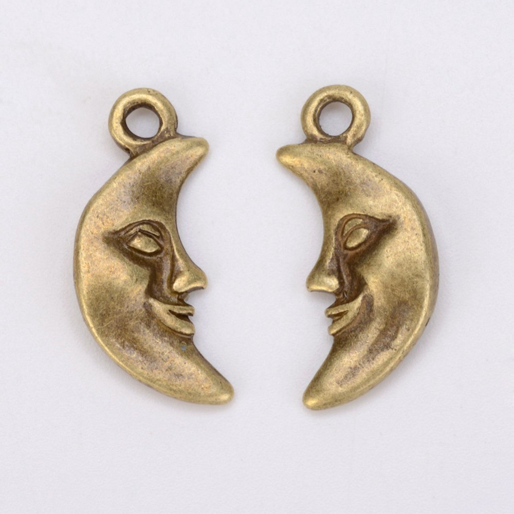 PandaHall Tibetan Style Pendants, Lead Free & Cadmium Free & Nickel Free, Crescent Moon, Antique Bronze, about 19mm long, 9.5mm wide, 3mm...