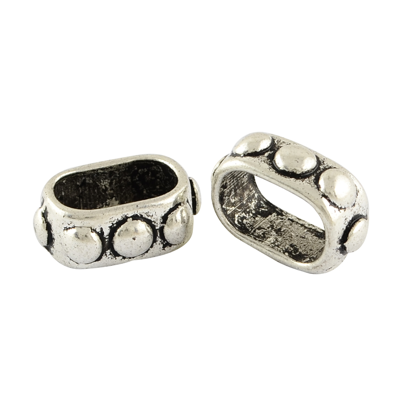 PandaHall Tibetan Style Alloy Slide Charms, Cadmium Free & Nickel Free & Lead Free, Antique Silver, 15x11x6mm, Hole: 11x7mm Alloy Oval