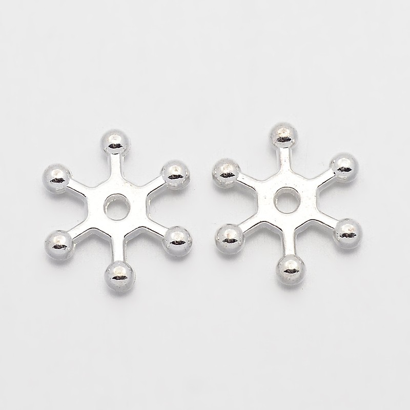 PandaHall Tibetan Style Spacer Beads, Lead Free & Cadmium Free, Snowflake for Christmas, ,  about 12mm long, 10.5mm wide, 2mm thick, hole...