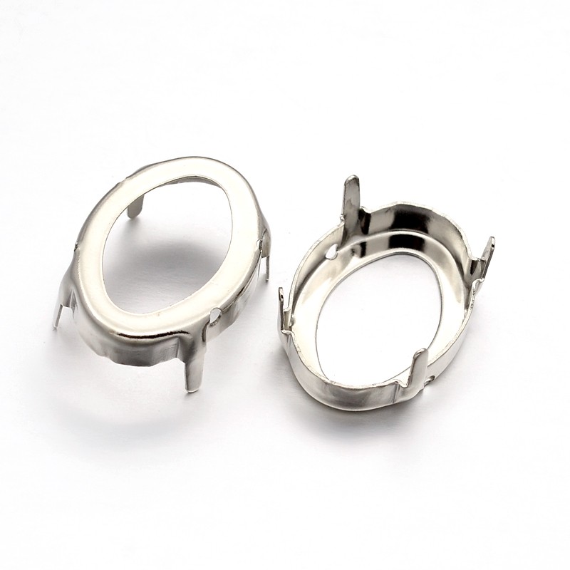 PandaHall Oval Brass Rhinstone Claw Settings, Open Back Bezel, Within the Error Range of 1mm, Platinum, 18x13x0.4mm; Fit for 13x18mm...