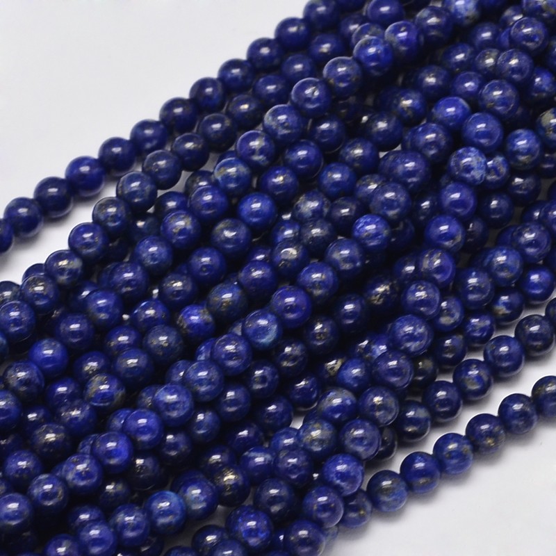 PandaHall Round Grade A Natural Lapis Lazuli Bead Strands, 4mm, Hole: 1mm; about 106pcs/strand, 15.5" Lapis Lazuli Round