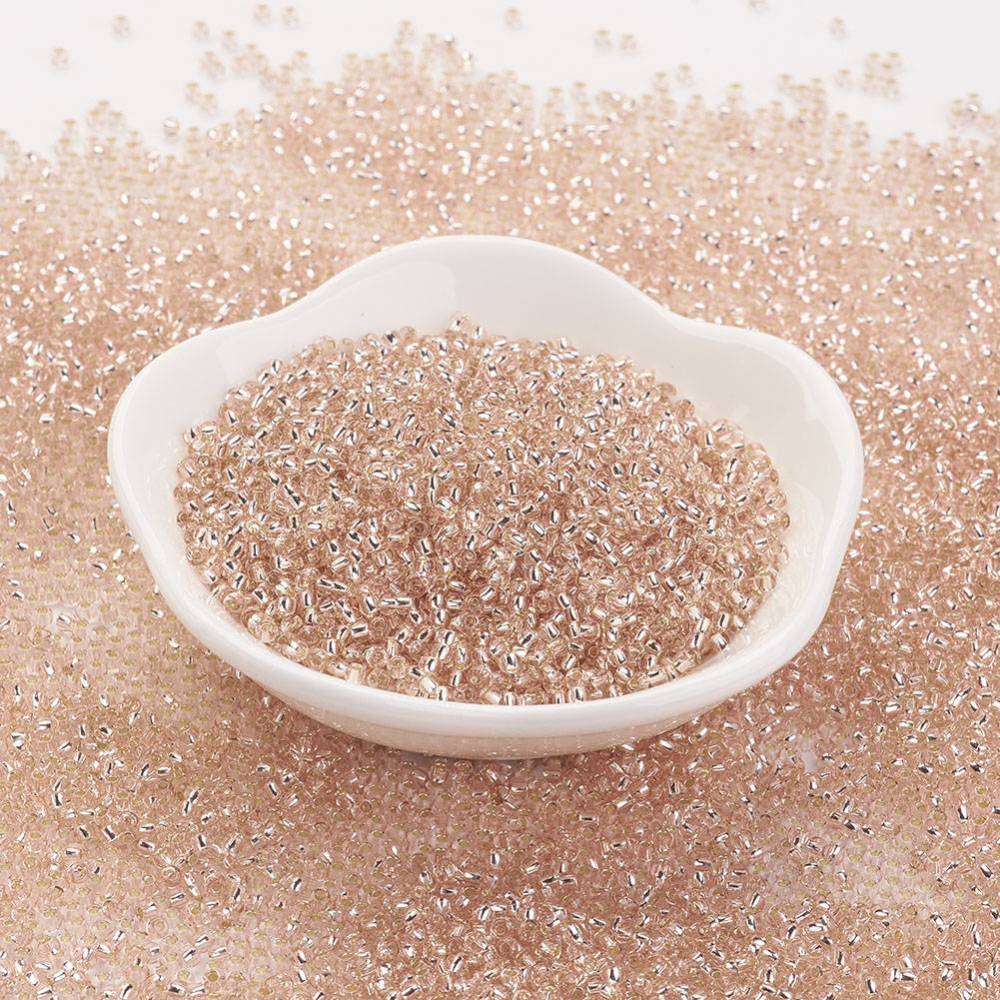 PandaHall TOHO&reg Japan Import Glass Seed Beads, Round, 11/0, Silver Lined Rosaline, 2x1.5mm, Hole: 0.5mm; about 900pcs/10g Glass Pink