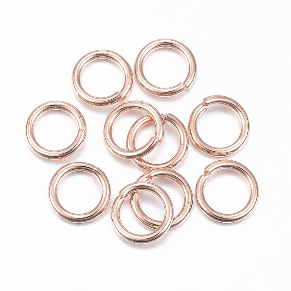 PandaHall 304 Stainless Steel Jump Rings, Close but Unsoldered, Rose Gold, 8x1.2mm; Inner Diameter: 6mm Stainless Steel Ring