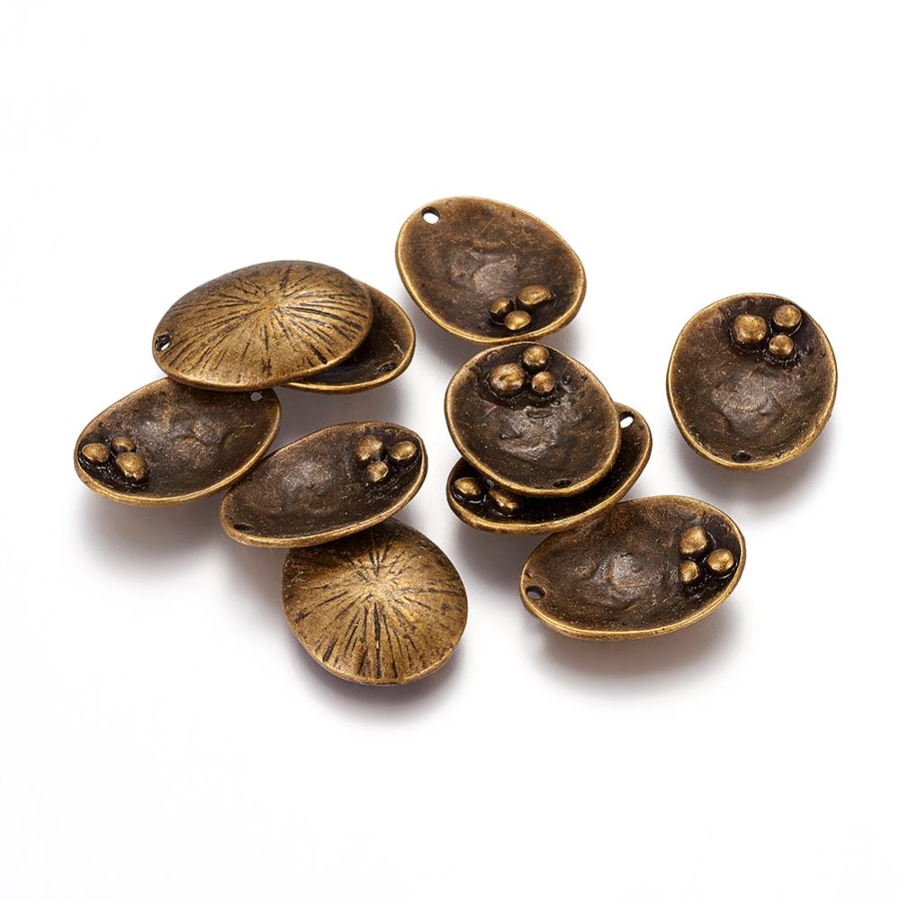 PandaHall Alloy Pendants, Nickel Free, Oval, Antique Bronze, Size: about 21mm long, 16mm wide, 2mm thick, hole: 2mm Alloy Oval