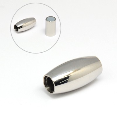 PandaHall 304 Stainless Steel Magnetic Clasps, Barrel, 21x10mm, Hole: 5mm Stainless Steel Barrel