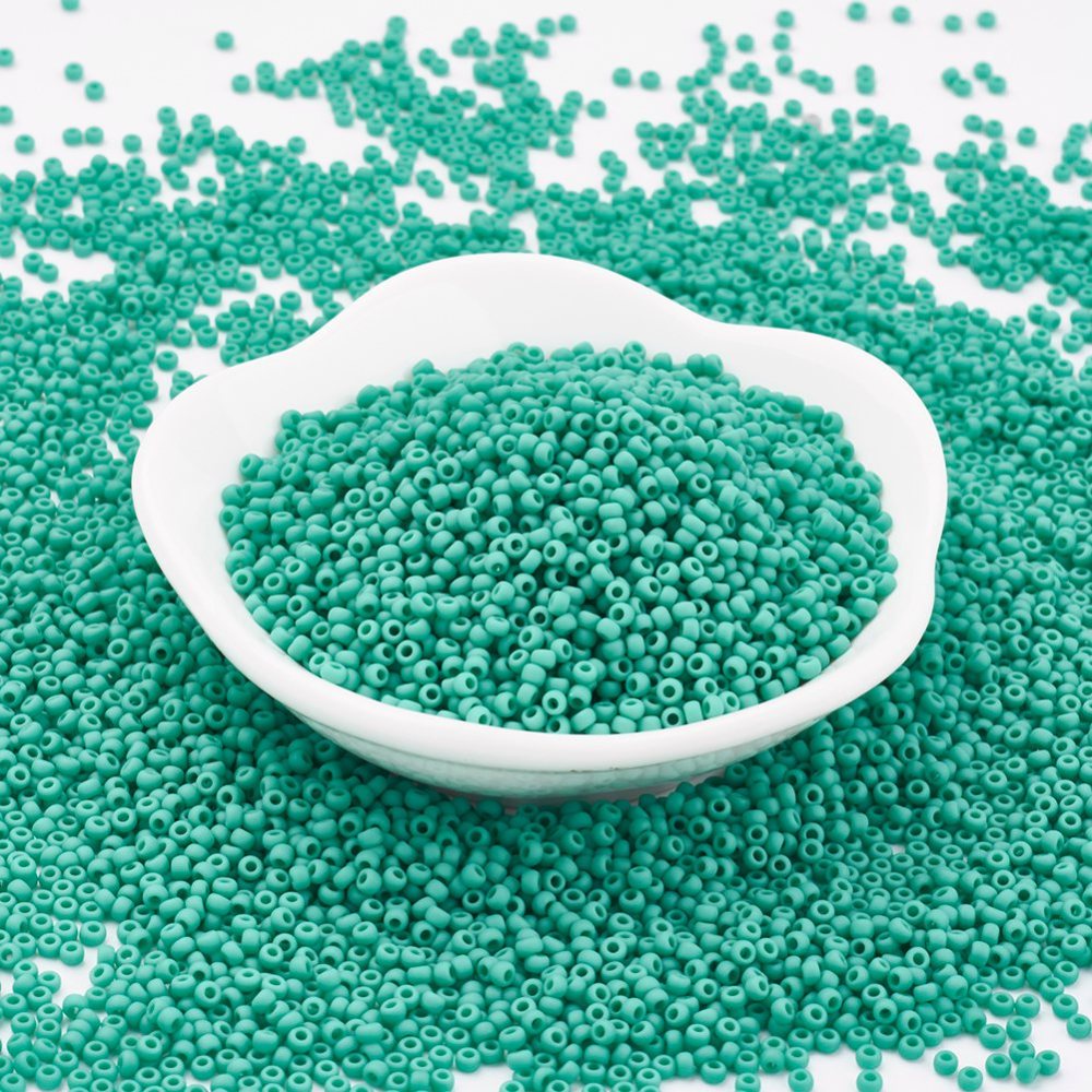 PandaHall TOHO&reg Japan Import Glass Round Seed Beads, 11/0 Matte Opaque, Turquoise, 2x1.5mm, Hole: 0.5mm; about 933pcs/10g Glass Green