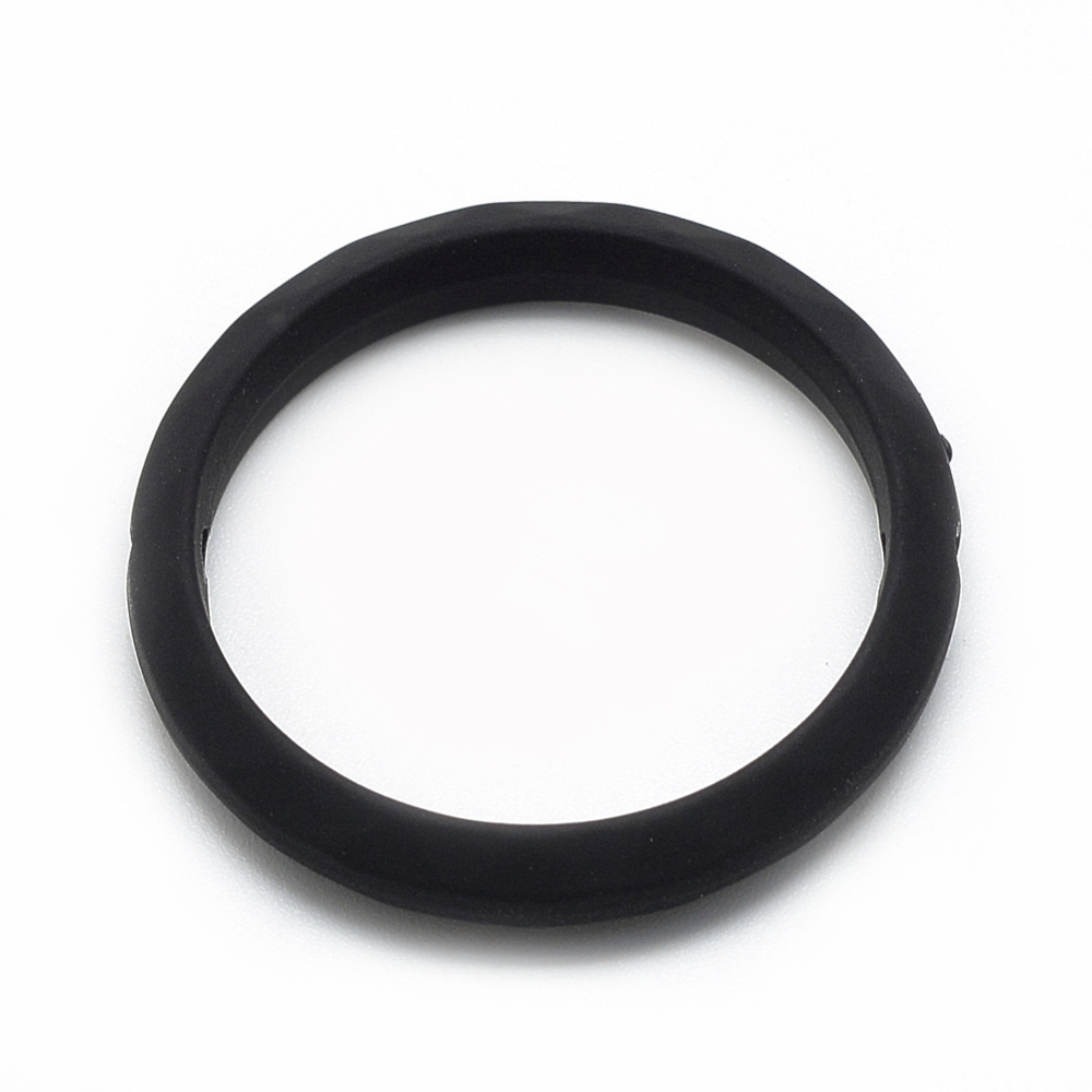 PandaHall Rubberized Style Acrylic Bead Frames, Ring, Black, 37.5x5.5mm, Hole: 2mm Acrylic Ring Black