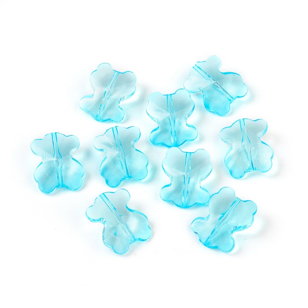 PandaHall Transparent Acrylic Beads, Faceted Bear, DeepSkyBlue, about 29mm long, 24mm wide, 11mm thick, hole: 2mm, about 139pcs/500g Acrylic...