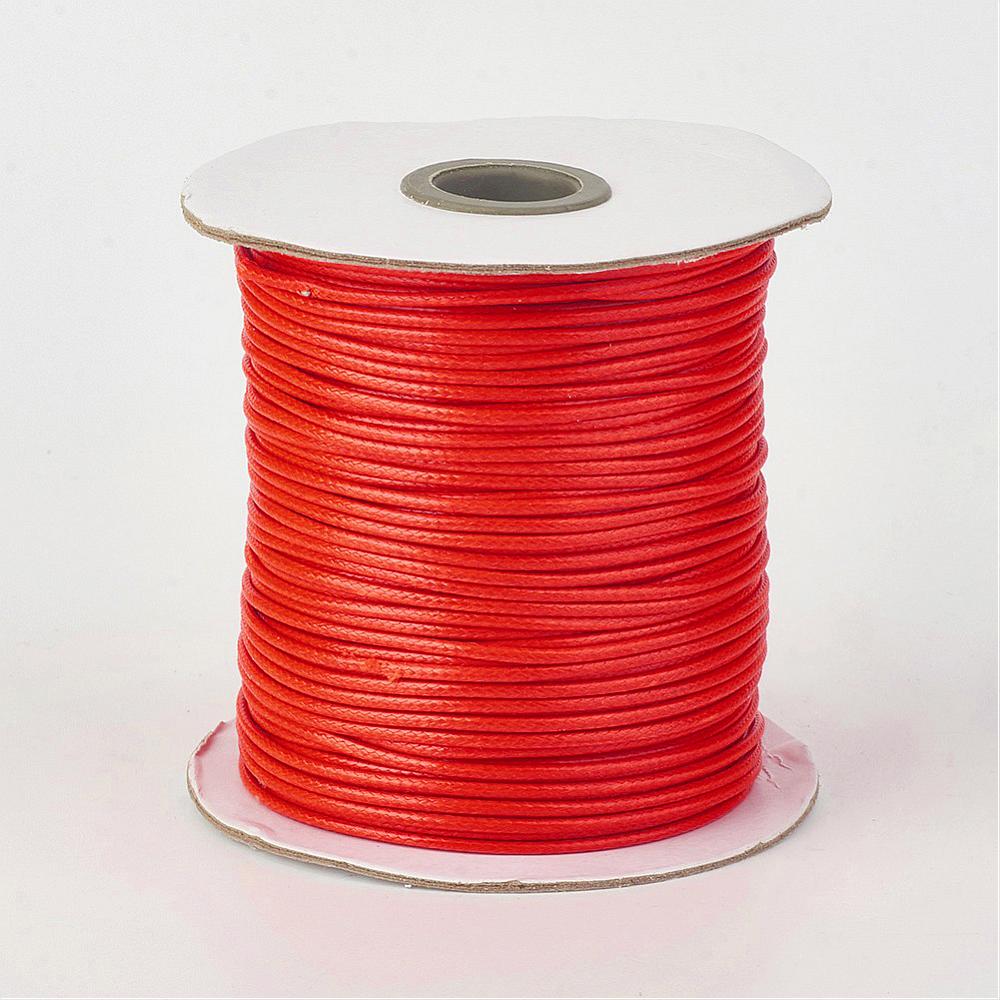 PandaHall Environmental Korean Waxed Polyester Cord, OrangeRed, 1mm; about 200yards/roll(182.88m/roll) Waxed Polyester Cord Red
