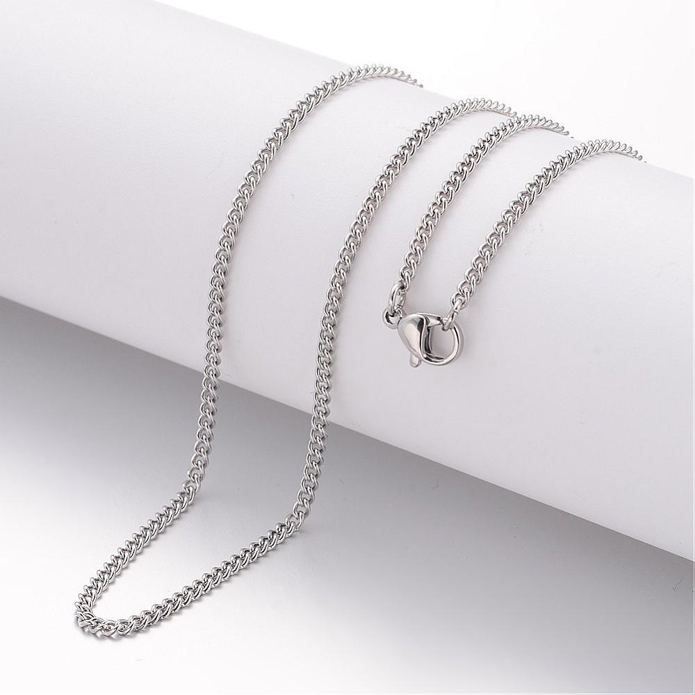 PandaHall 304 Stainless Steel Necklace Making, Curb Chains, with Lobster Clasps, Stainless Steel Color, 17.72"(450mm); 2.2mm Stainless Steel
