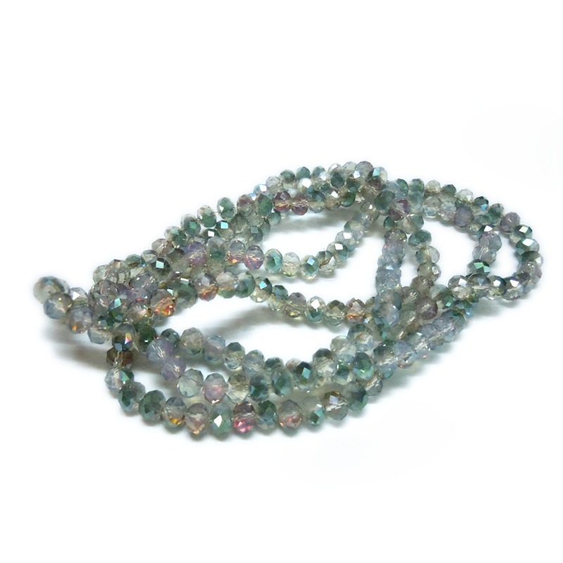PandaHall Electroplate Opal Glass Beads Strands, Half Plated, Faceted, Rondelle, SeaGreen, 4x3mm, Hole: 1mm; 140pcs/strand, 16.5" Glass...