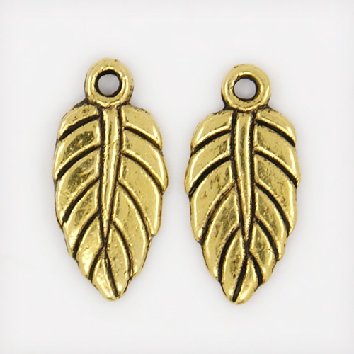 PandaHall Tibetan Style Pendants, Leaf, Antique Golden, Lead Free and Cadmium Free and Nickel Free, 19x9x2mm, Hole: 2mm Alloy Leaf