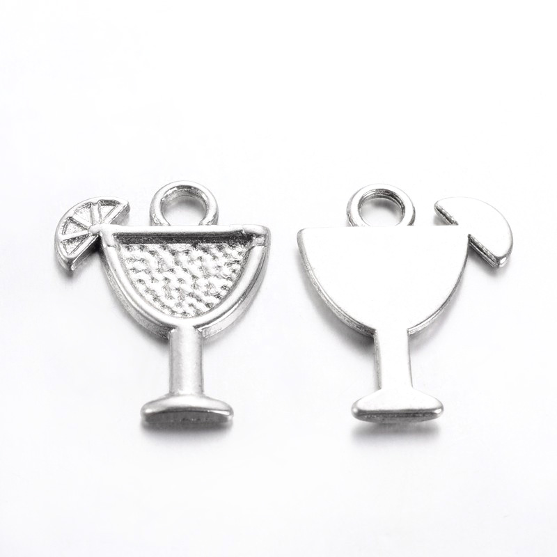 PandaHall Tibetan Style Alloy Cocktail Pendants, Waitress Charms, Cadmium Free & Nickel Free & Lead Free, Margarita, Antique Silver...