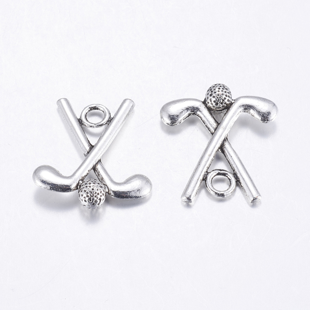 PandaHall Tibetan Style Pendants, Golf Stick & Golfball, Lead Free & Cadmium Free & Nickel Free, Antique Silver Color, Size: about 24mm long...