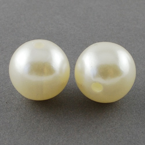 PandaHall 24MM Ivory Color Imitation Pearl Loose Acrylic Beads Round Beads for DIY Fashion Kids Jewelry, 24mm, Hole: 3mm Acrylic Round Ivory