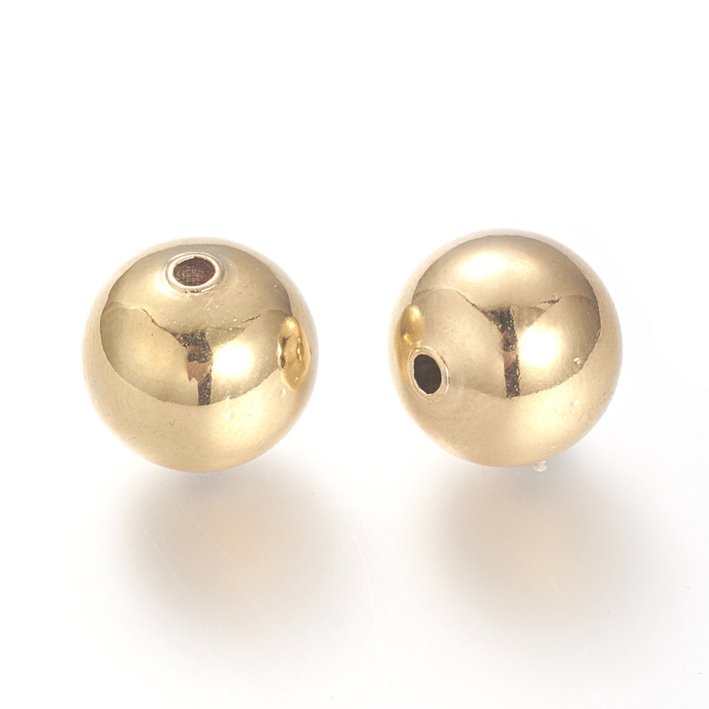 PandaHall Brass Beads, Real Gold Plated, Round, 12mm, Hole: 2mm Brass Round