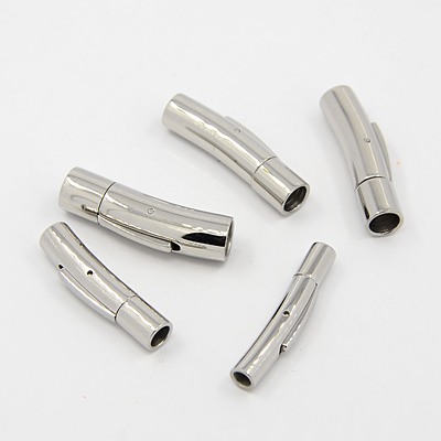 PandaHall 316 Stainless Steel Screw Clasps, Column, Mixed Style, Stainless Steel Color, 28~30x5~8mm, Hole: 3~6mm Stainless Steel