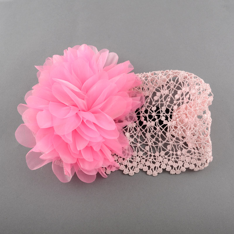 PandaHall Cute Elastic Baby Girl Headbands, Cloth Flower Baby Headbands, PearlPink, 120mm Cloth Pink