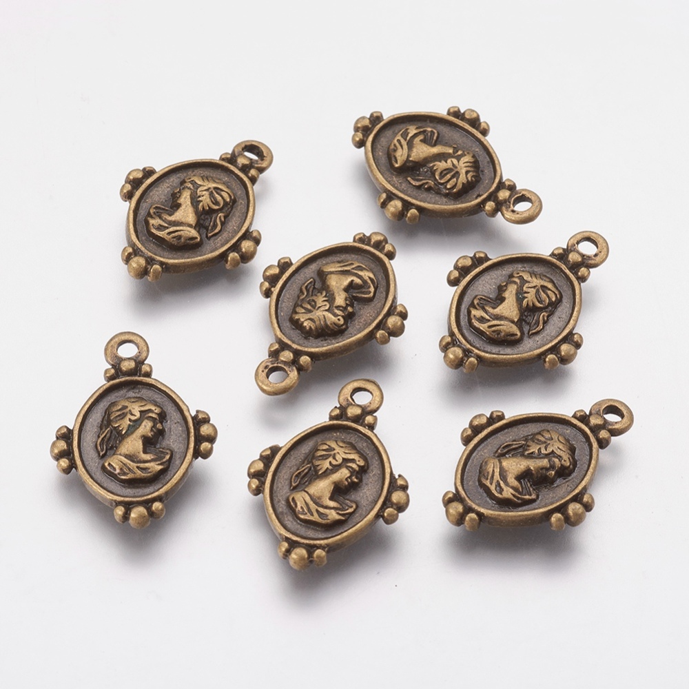 PandaHall Tibetan Style Pendants, Lead Free & Cadmium Free & Nickel Free, Oval with Cameo, Antique Bronze Color, about 22mm long, 16mm wide...