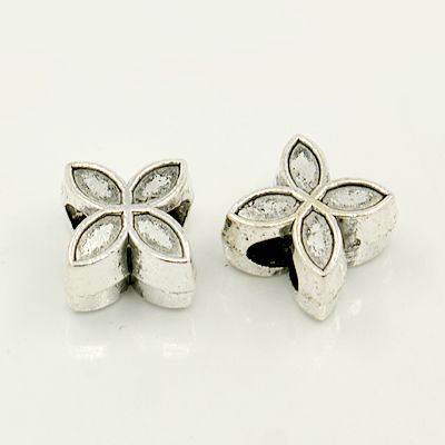 PandaHall Large Hole Beads, Tibetan Style European Beads, Antique Silver, Lead Free and Cadmium Free, Flower, 10mm long, 10mm wide, 8mm...