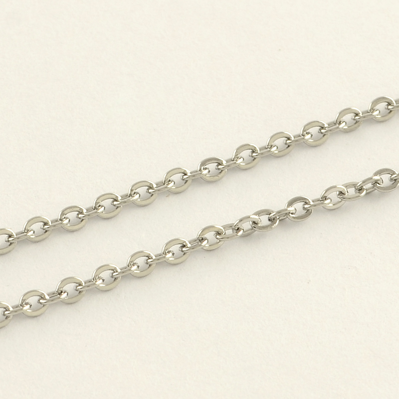 PandaHall 304 Stainless Steel Cable Chains, with Spool, Soldered, Stainless Steel Color, 2.4x1.9x0.4mm; about 10m/roll Stainless Steel