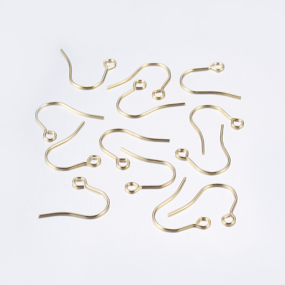 PandaHall 304 Stainless Steel Earring Hooks, Golden, 18x18x0.8mm, Hole: 2mm; Pin: 0.8mm Stainless Steel