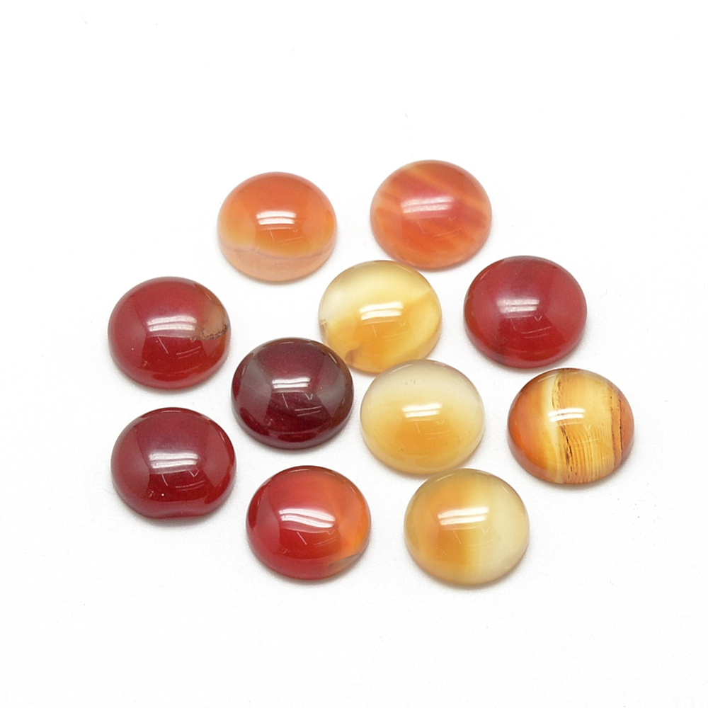 PandaHall Natural Agate Cabochons, Dyed, Half Round/Dome, Red, 8x4mm Agate Half Round Red
