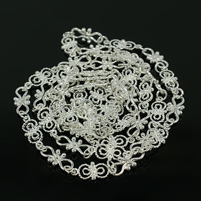 PandaHall Handmade Alloy Chain, Silver, 9x19.5mm; 8.5x17.5mm; 5.5mm,; 1m/strand; 1m/strand Alloy Silver