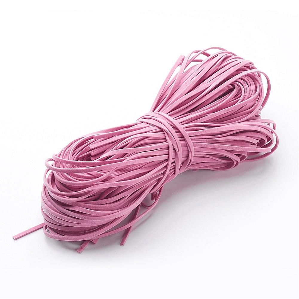 PandaHall Wool Cord, Pink, 3x1mm Wool Pink