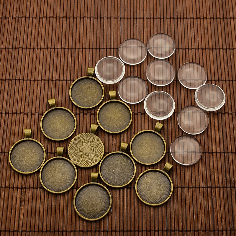 PandaHall 25mm Transparent Clear Domed Glass Cabochon Cover for Alloy Photo Pendant Making, Cadmium Free & Lead Free & Nickel Free, Antique...