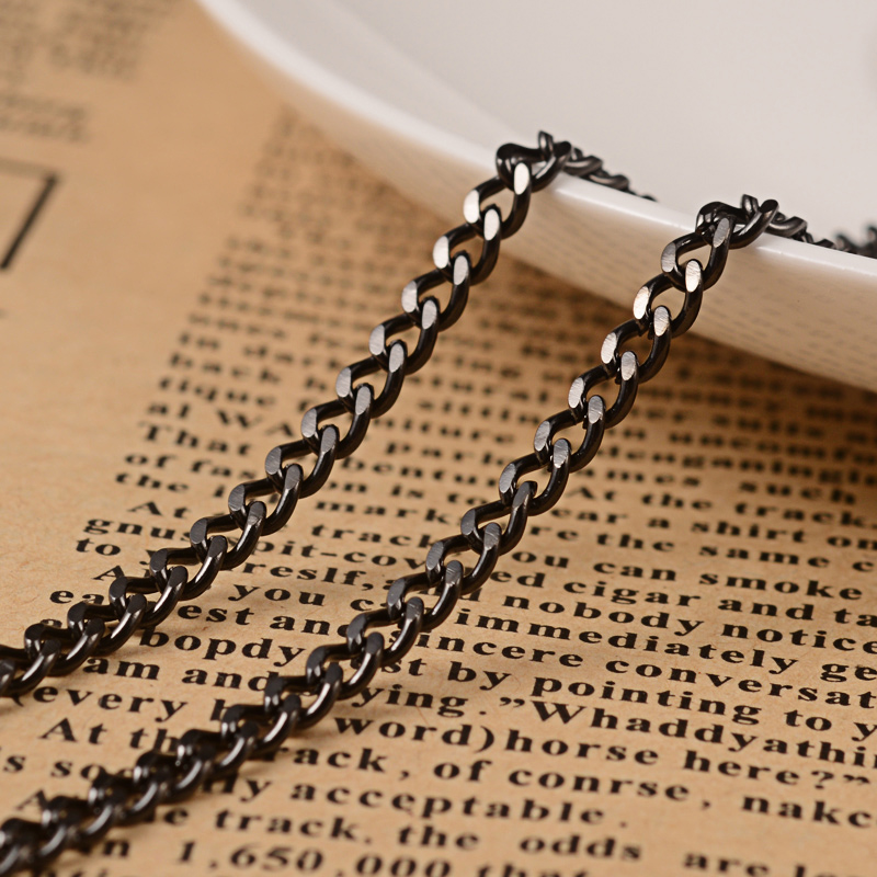 PandaHall 304 Stainless Steel Twisted Chains, Curb Chains, with Spool, Faceted, Unwelded, Gunmetal, 4x3x0.8mm; about 10m/roll Stainless...