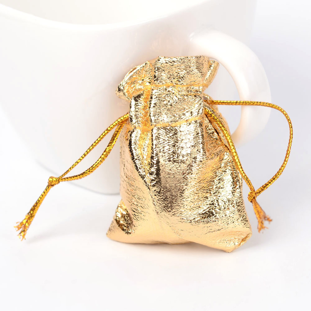 PandaHall Rectangle Organza Bags, Gold, 7x5cm Organza Rectangle Gold