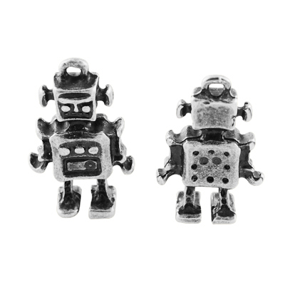 PandaHall Tibetan Style Pendants, Lead Free & Nickel Free, Robot, Antique Silver, 17x10.5x4.5mm, Hole: 1mm Alloy Human